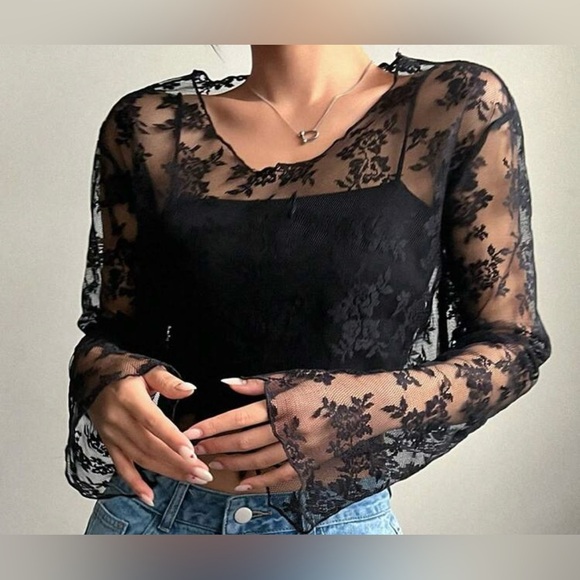 Halo & Harley Tops - Elegant Black Lace Top